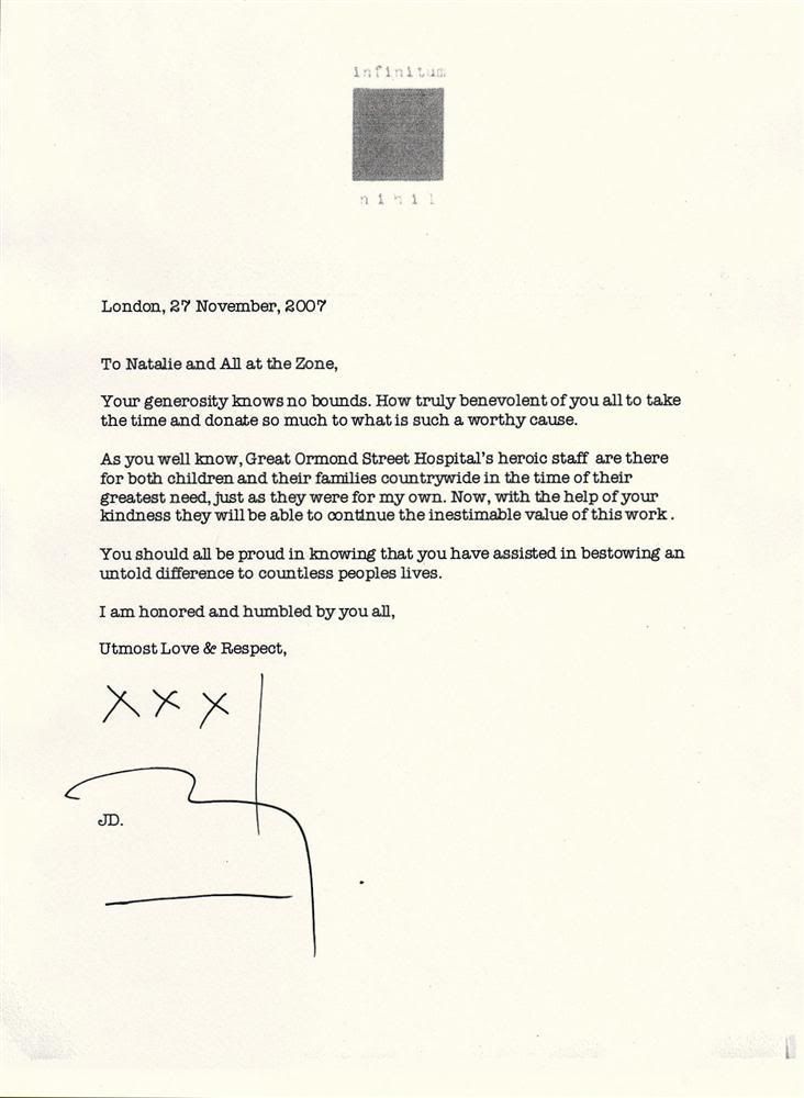 WOW . . . Johnny Depp says "Thank you" to the Zone JOHNNY DEPP ZONE